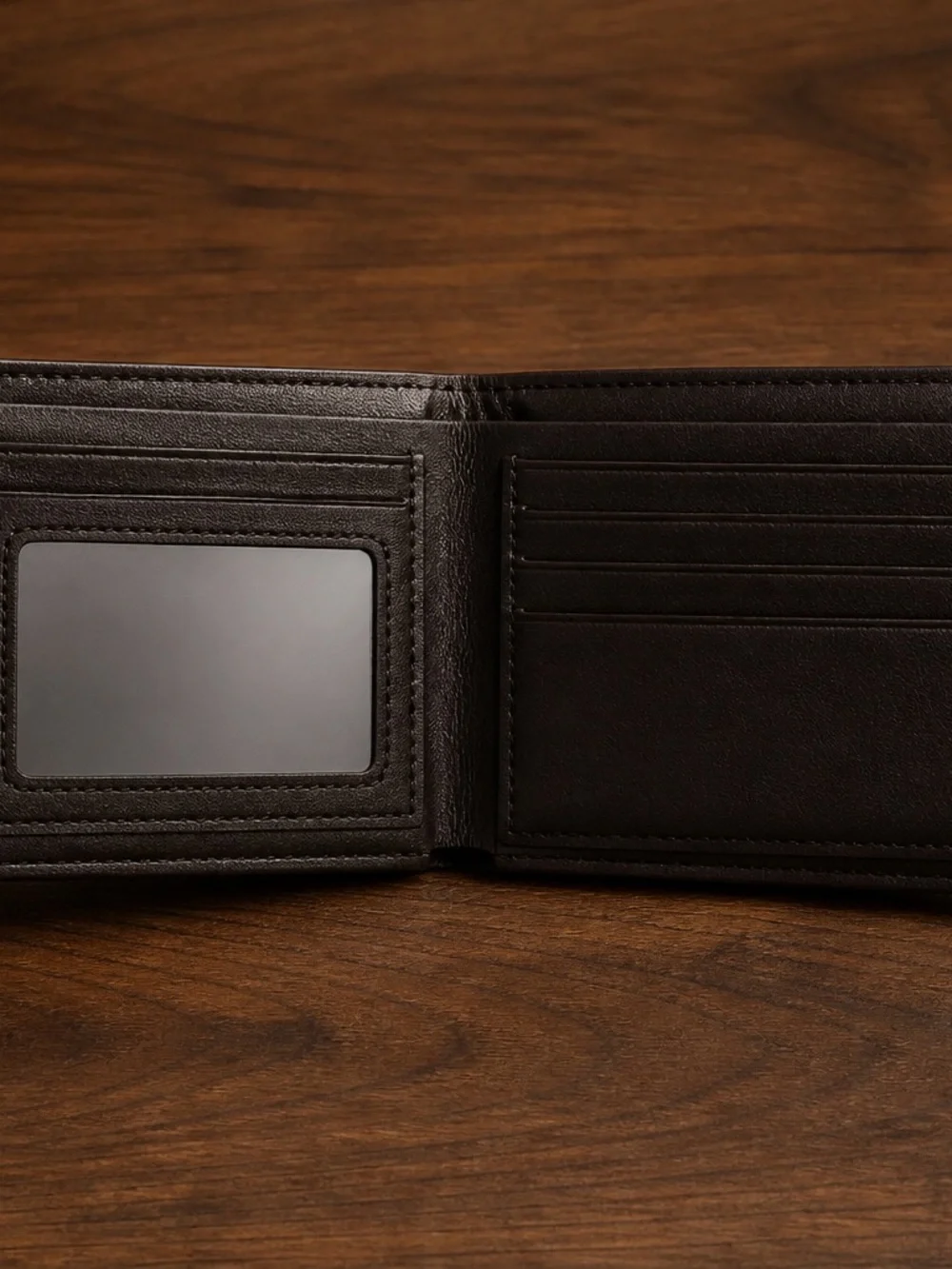 Men’s Dark Brown Premium Leather Bifold RFID Blocking Etched Design Wallet NWT